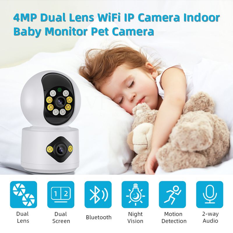 ICSEE 6MP WiFi IP Babymonitor med dobbel linse Farge Nattsyn Menneskelig Automatisk Sporing Video Smart Hjem Overvåkingskamera_voghion.com