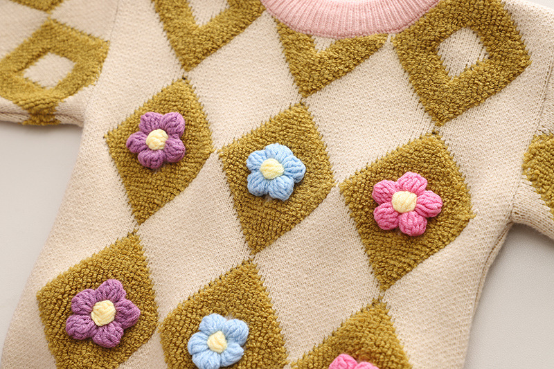 Baby Girls Sweater Dress Autumn And Winter Knit Two Dress Girls Long Sleeve Round Neck Sweater Dress_voghion.com
