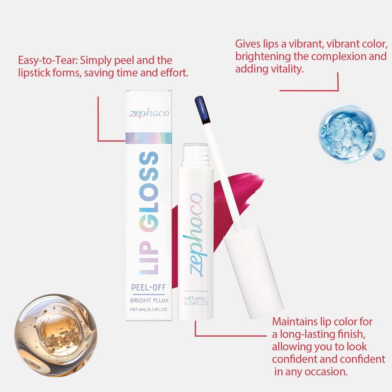 Zephoco Plum Red Peel-off Tint – Natürliche Lippenfarbe für den täglichen Gebrauch – Leicht aufzutragendes Make-up für unterwegs_voghion.com