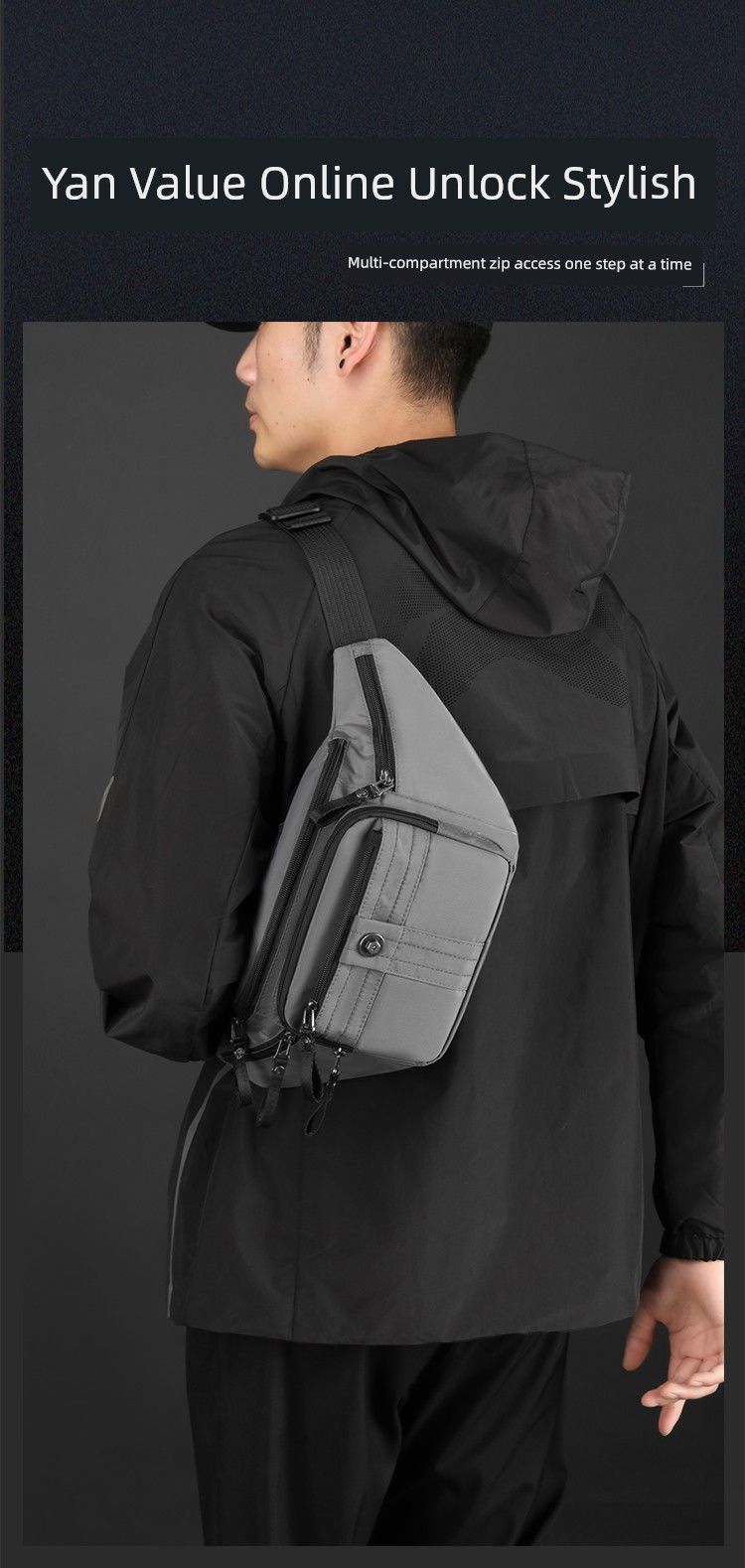 Nuovo arrivo, borsa a tracolla grande da uomo con tasche multiple, in nylon, impermeabile, per esterni, piccolo zaino_voghion.com