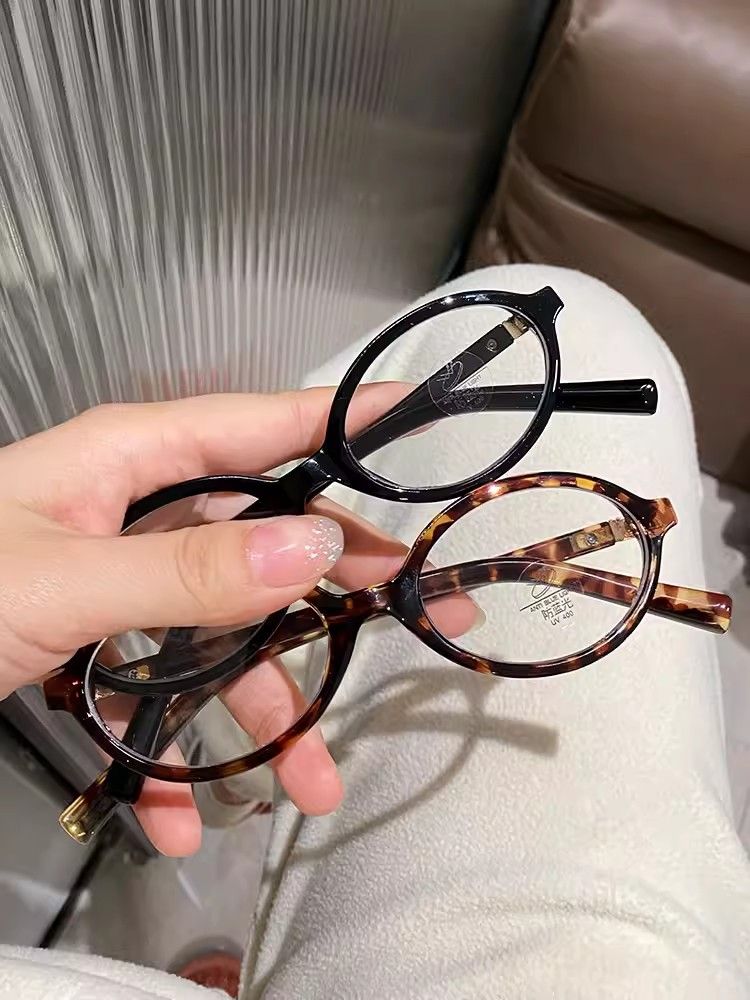 Fashion Korea Retro Oval Frame for Women Lovely Ins No Makeup Plain Y2K Eyewear Cute Decorative Computer Glasses_voghion.com