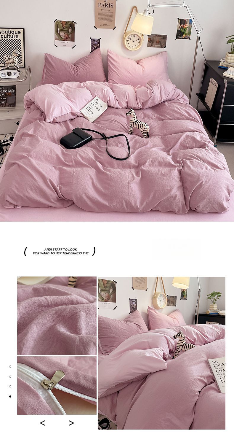 Huan Die Mère et bébé Classe A Double couture Simple Ultra-Douce Lavable Literie Épaissie Dortoir Étudiant 3 Pièces_voghion.com