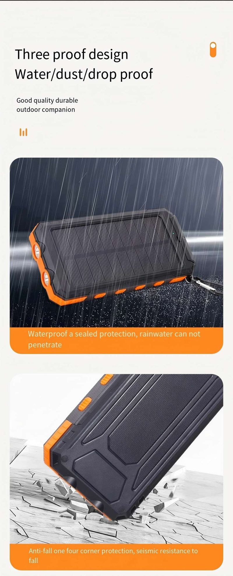 20000 MAh Solar Power Bank Outdoor Portable Large Capacitr External Battery With Flashlight For Camping_voghion.com