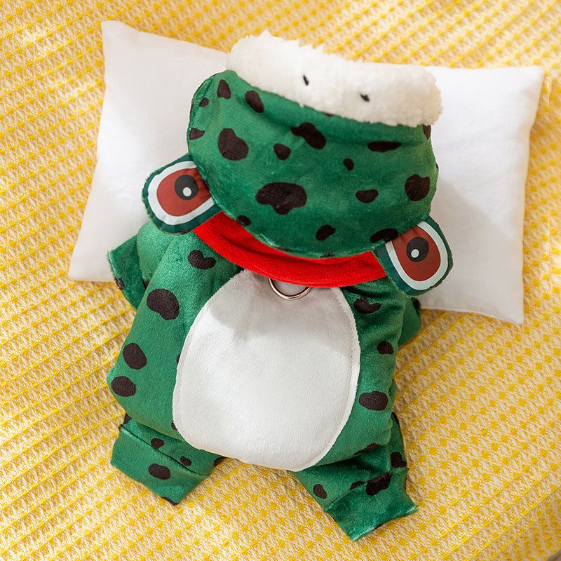 Costume di Halloween per cani di piccola taglia, a forma di rana con quattro zampe, per trasformarsi in un animale domestico, adatto per autunno e inverno._voghion.com