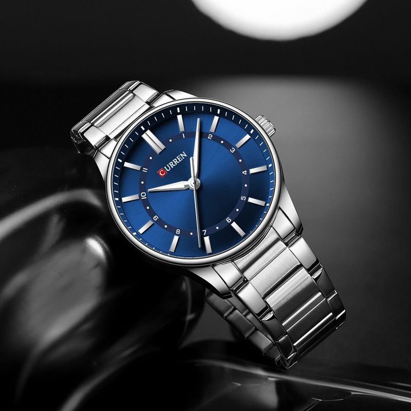 Men's Minimalist Stainless Steel Quartz Watch - Waterproof Round Dial Business Wristwatch With Alloy Strap Large Dial Watch_voghion.com