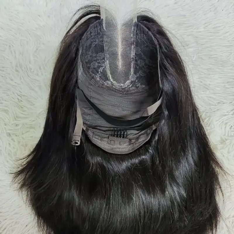 14A Double Drawn 200% Dichte Brasilianische 2*6 Kim Closure Bob Double Drawn Hair Bone Seidige glatte Echthaarperücken_voghion.com