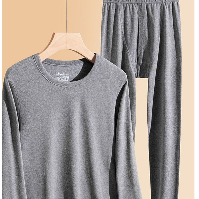 Thick and men's underwear set, double-sided German flannel thermal youth round neck autumn pants, underwear, leggings_voghion.com