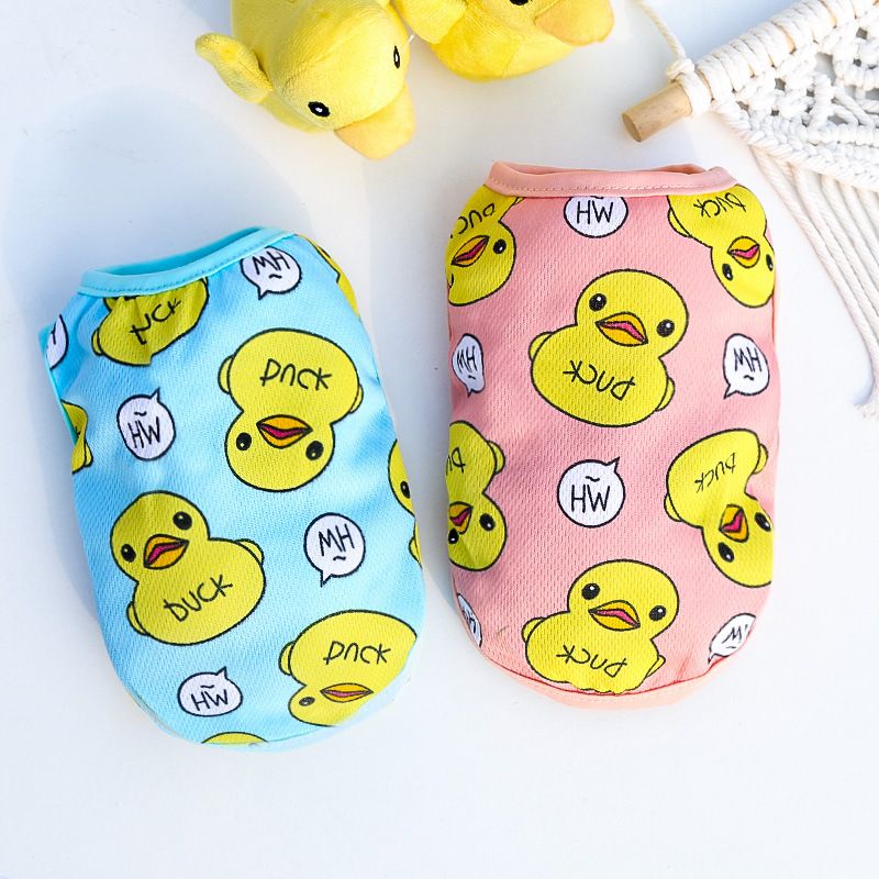 Clearance spring and summer dog pet cat clothing clothing Yellow Duck vest mesh through manufacturers selling pet supplies_voghion.com