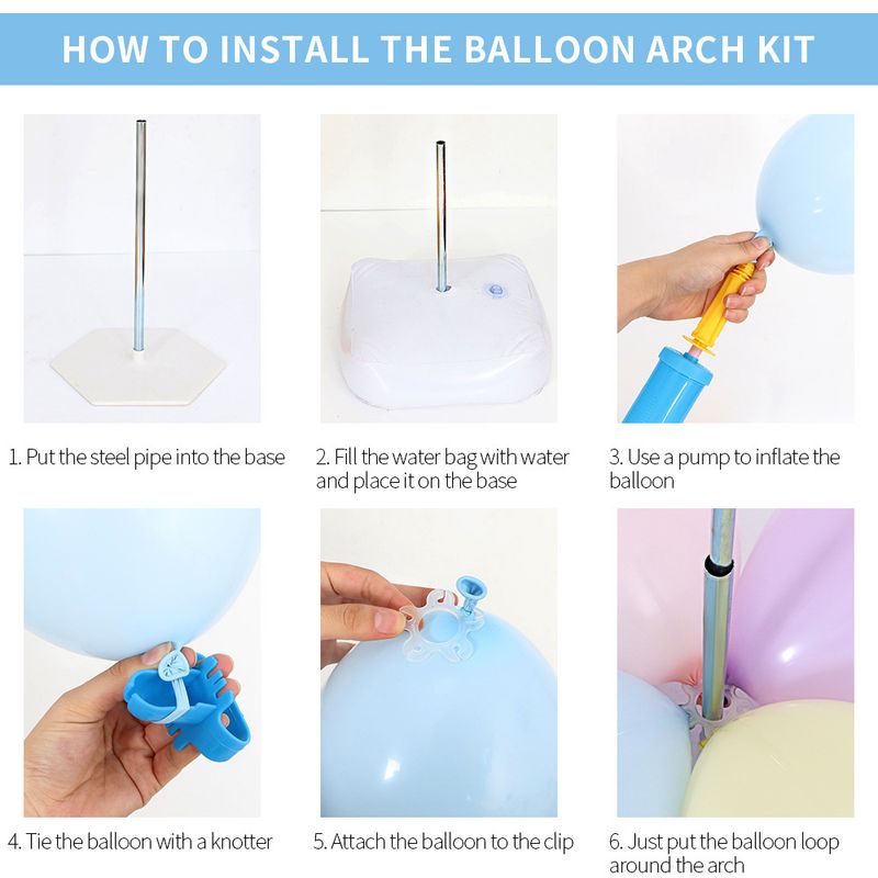 Kit arco di palloncini – Forme a cuore e a cerchio con base ad acqua, aste in fibra di vetro e picchetti da terra (diversi stili: base esagonale/rotonda, cornice nera/bianca)_voghion.com