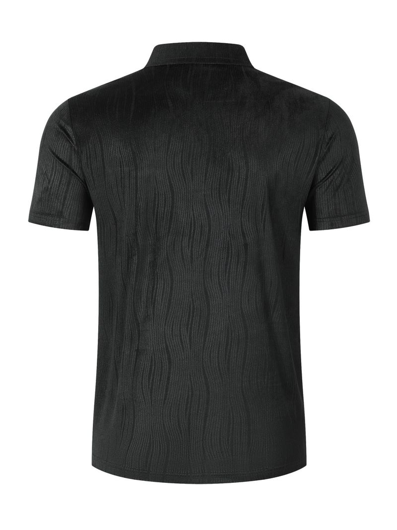 Men's New Lapel Button Pocket Corduroy Solid Color Casual Short Sleeved Polo Shirt_voghion.com