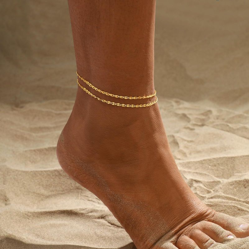 14K Gold Plated Ancient Style Lip Chain Niche Design Minimalist Exquisite High-end Sense Personalized Beach Vacation_voghion.com