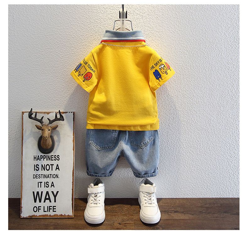 Completo mamma e bambino: maglietta a maniche corte, pantaloncini, abbigliamento da gioco leggero e comodo in cotone_voghion.com