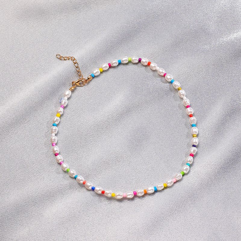 Neue geometrische ovale Perlenkette modische kurze Halsband Schmuck Zubehör_voghion.com