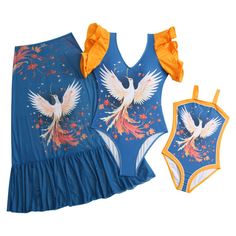 Maillot de bain familial Flash, une pièce, style familial, jupe en gaze, style ins_voghion.com