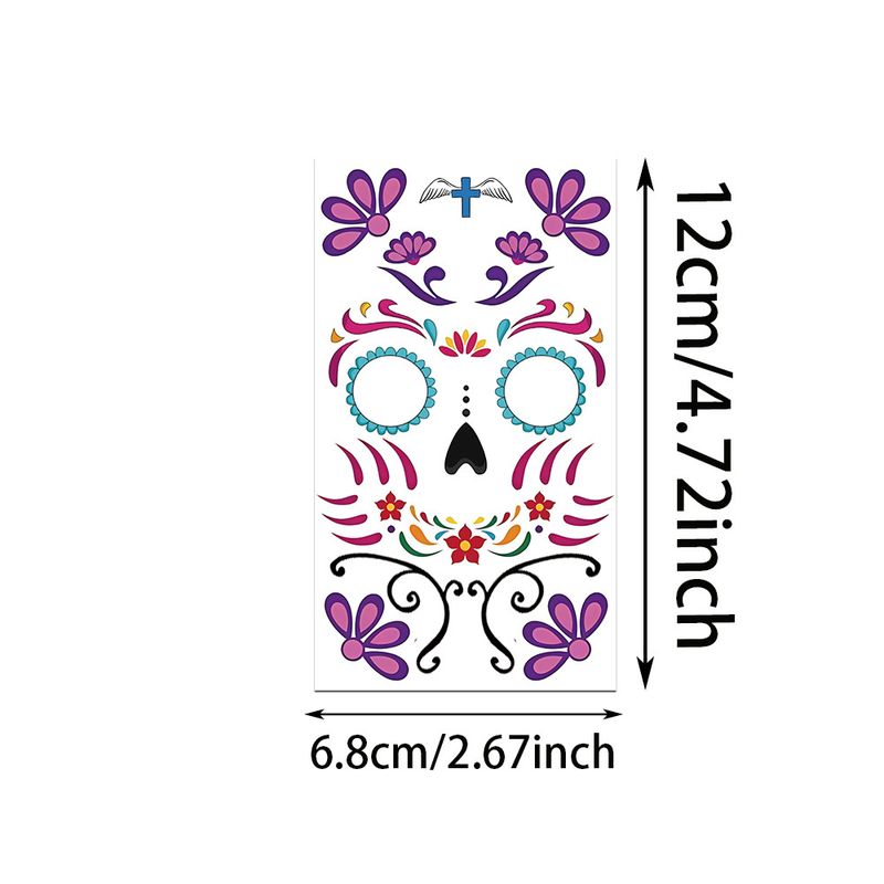Waterproof Sweat Day Of The Dead Masquerade Funny Makeup Halloween Party Face Temporary Tattoo Sticker_voghion.com