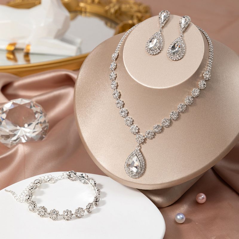 Women's Jewelry Set - Elegant Zirconia Necklace, Earrings, Bracelet & Evening Bag Dripping Gemstone Design For Parties Special Occasions_voghion.com