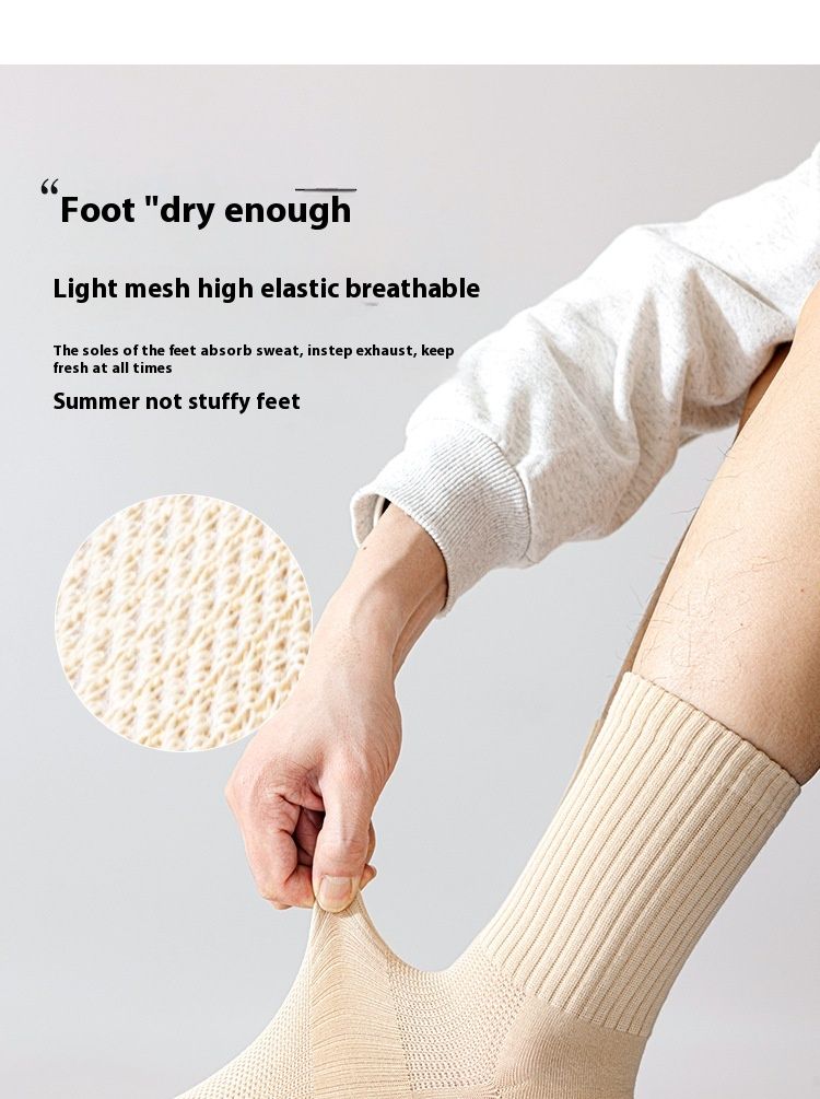 Socken für Herren im Frühjahr und Sommer, dünner Abschnitt der Wadensocken, schweißabsorbierend, atmungsaktiv, einfarbig, Sportsocken_voghion.com