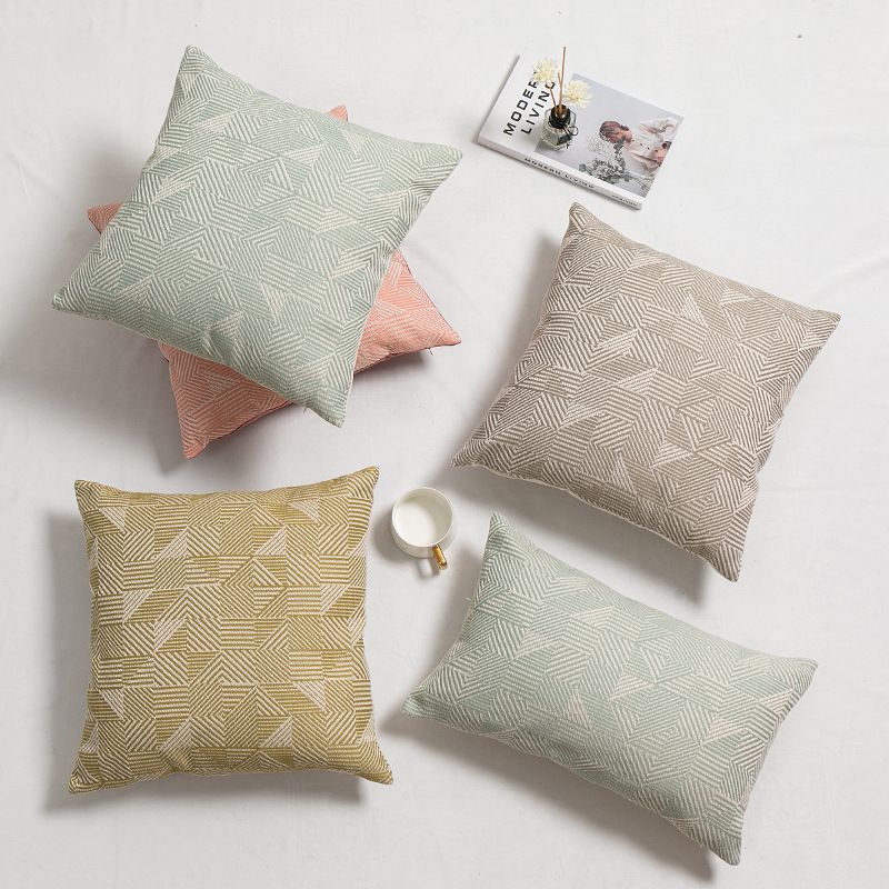 New Simple Geometric Pattern Polyester Cotton Jacquard Pillow Sofa Cushion Bedside Cushion_voghion.com