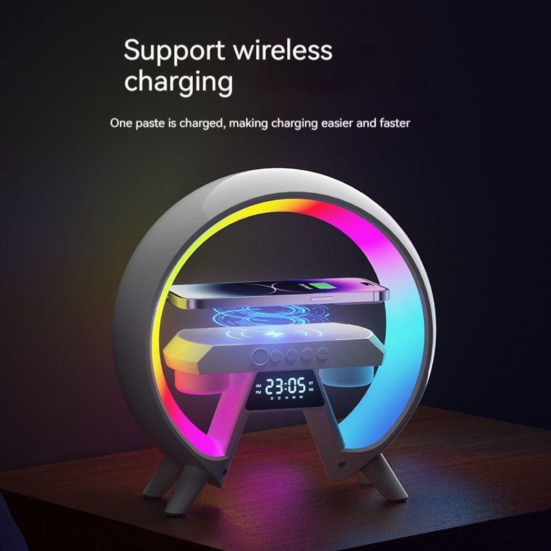 Νέο G6 Colorful Bedhead Πολυλειτουργικό ηχείο Bluetooth ασύρματης φόρτισης με φως ρολογιού_voghion.com