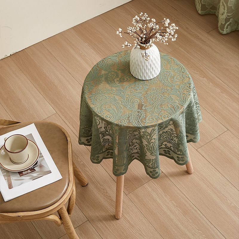 Elegante tovaglia rotonda in poliestere con motivo floreale – antiscivolo, resistente al calore e durevole per tavoli da 90 cm e 180 cm (opzioni bianco/verde)_voghion.com