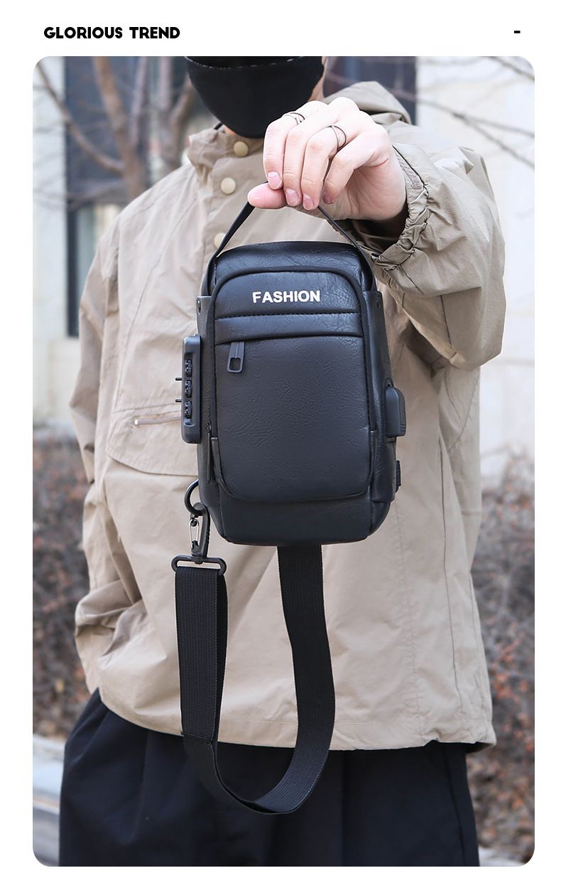 Wasserdichte Umhängetasche für Herren für Outdoor-Sport und den täglichen Gebrauch – USB-Ladeanschluss, Anti-Diebstahl-Design, leichte Brusttasche aus Nylon_voghion.com
