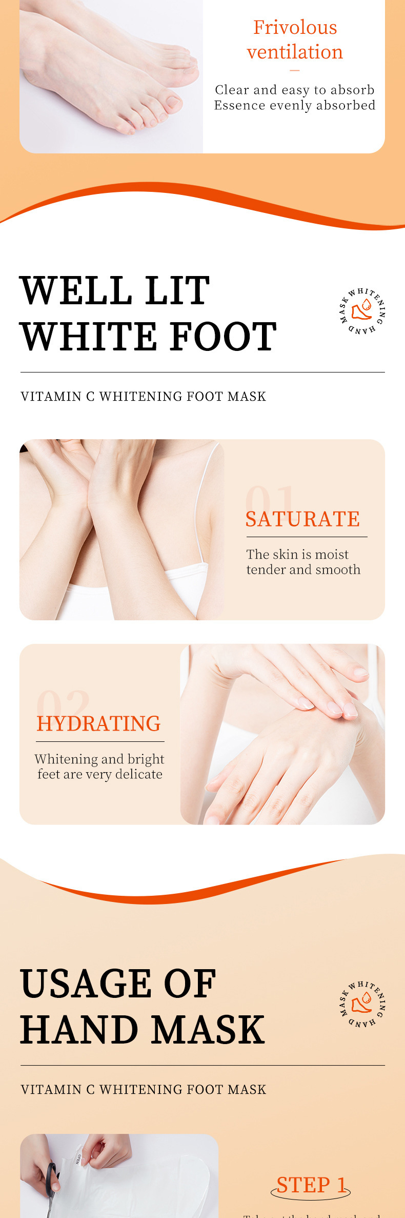 Full English Whitening Foot Mask 80ml SADOER Vitamin C Moisturizing Hydrating Sheet Pack_voghion.com