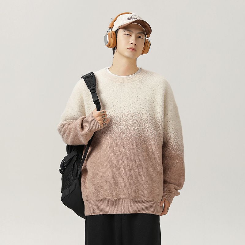 Imitation Mink Plush Gradual Change Design Sweater Autumn And Winter New Warm Pullover Knitted Sweater Texture Loose Trendy Jacket Q_voghion.com