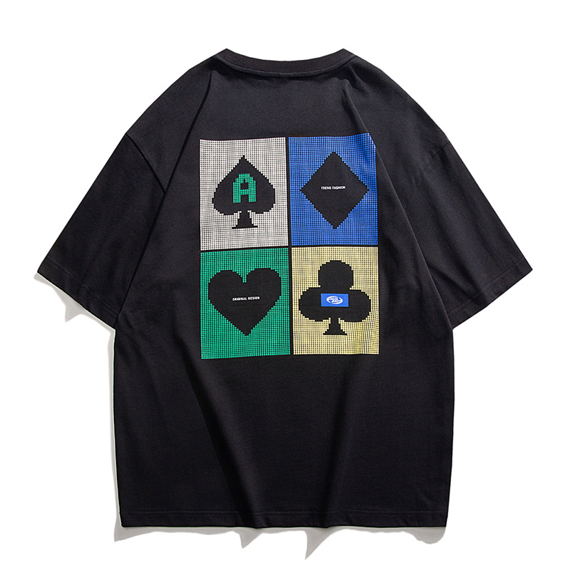 Sigong foam print heren nieuwe zomer trend label oversized losse pasvorm casual paar halve mouwen T-shirt met korte mouwen_voghion.com