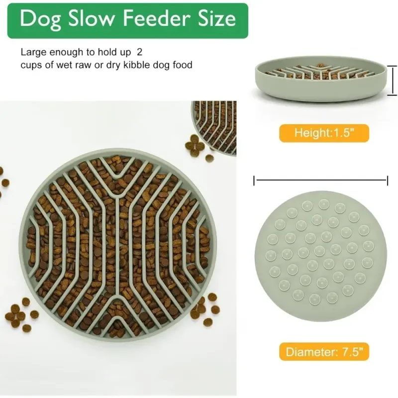 Yavaş Besleyici Köpek Kapları, Vakumlu Silikon Köpek Besleme Kapları, Boğulma Önleyici, Kaymaz Tasarım, Can Sıkıntısını ve Kaygıyı Azaltır_voghion.com