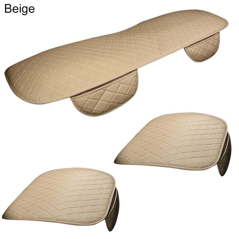 Yuanmheng 1 pieza/3 piezas Funda de cuero para asiento delantero y trasero de coche Cojín con bolsillo_voghion.com