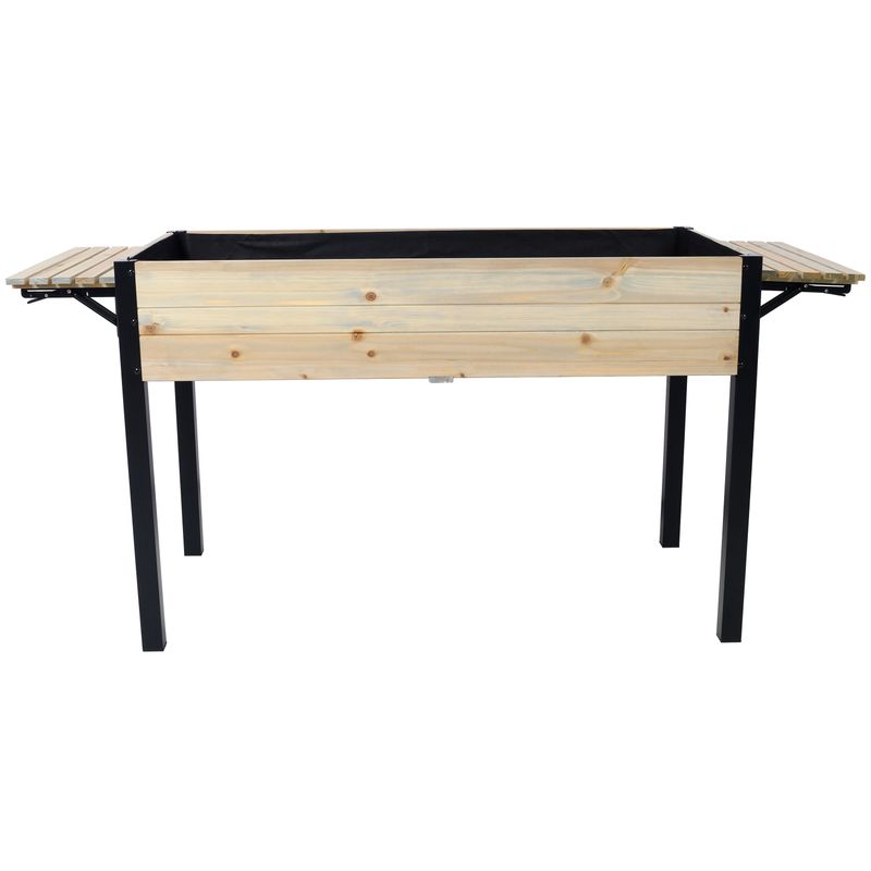 Raised Garden Bed, Metal Leg Wood Planter Boxes With Folding Storage Shelf,Elevated Planter Box For Growing Fresh Herbs, Vegetables, Flowers Great For Outdoor Patio, Deck, Balcony_voghion.com