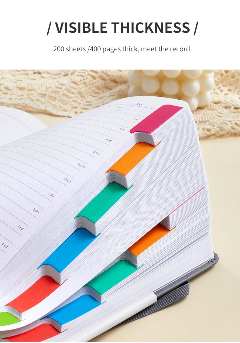 Undated Daily Planner Notebook With Elastic Band & Stickers – PU Leather Cover, 200 Sheets Of 80G High-Quality Paper_voghion.com