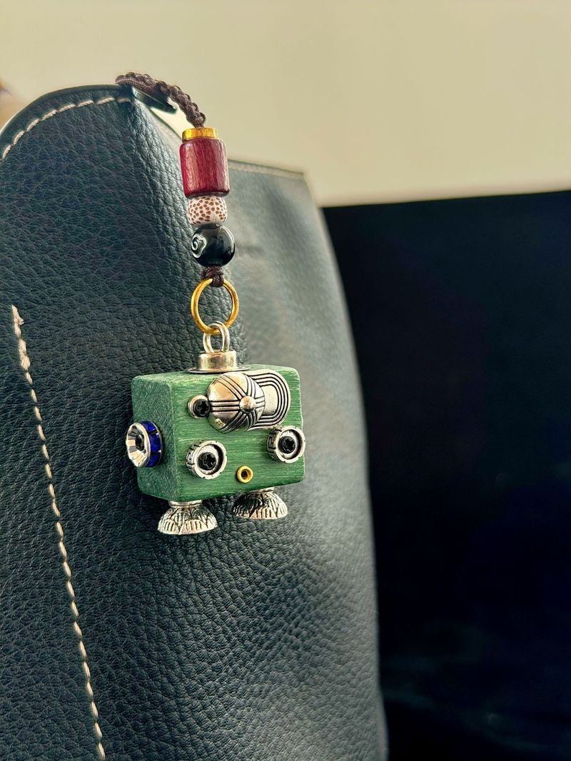 Collana con ciondolo a forma di robot punk, portachiavi in legno, ciondolo a forma di catena per cellulare per ragazzi e ragazze._voghion.com
