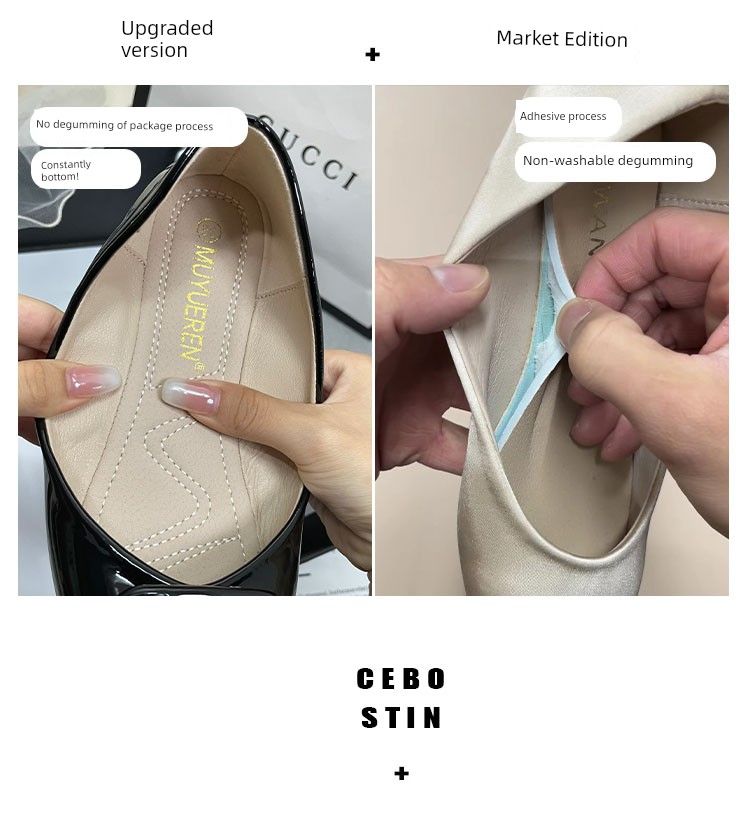 Quadratesch Zéi Low-Cut Elegant Satin Uewerfläch 2025 Fréijoers Pendler Damen Schong Stilvoll Nischestil Weichboden Flaach Schong_voghion.com