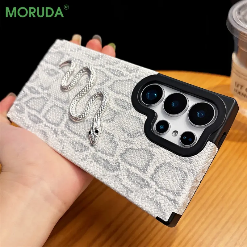 Fashion Pattern 3D Dia Snake Case For Samsung Galaxy S24 S25 Plus S22 S23 Ultra S25ultra Shockproof Leather Soft Cover_voghion.com