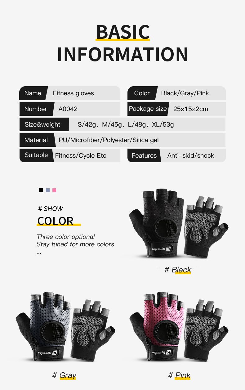 Guanti da ciclismo a mezze dita traspiranti e antiscivolo in silicone per sollevamento pesi, per uomo e donna_voghion.com