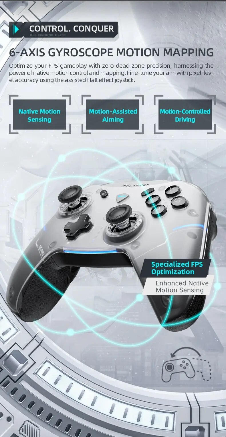 Gamepad bezvadu spēļu kontrolieris he G5 Pro Elite Hall Trigger kursorsvira mehāniskās taustes pogas slēdzim, datoram, Android, IOS_voghion.com