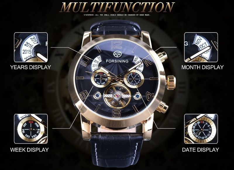 Orologio automatico di lusso da uomo con tourbillon e quadrante grande, cinturino in vera pelle, fibbia in acciaio inossidabile, vetro minerale, orologio casual alla moda_voghion.com