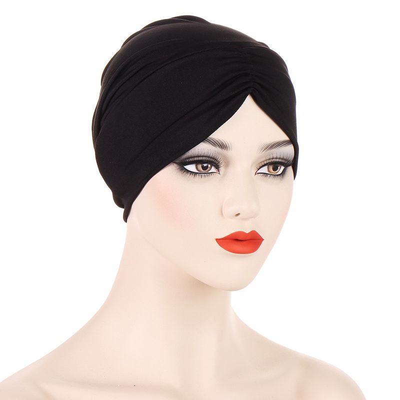 new multi-color milk silk forehead pleated turban hat bottoming hat_voghion.com