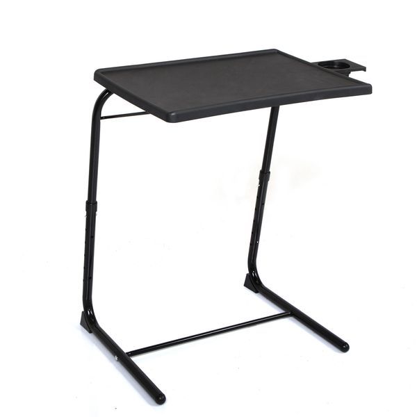 Adjustable TV Tray Table With Cup Holder; Folding TV Dinner Table With 6 Height And 3 Tilt Angle Adjustments_voghion.com