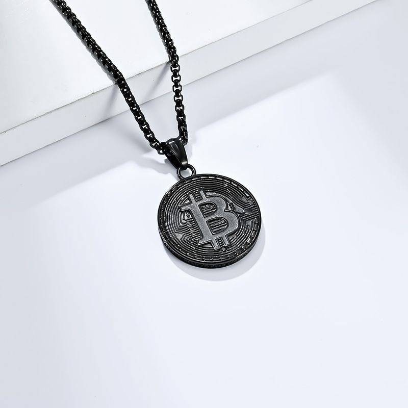 Persoonlijkheid hiphop stijl gecodeerde Bitcoin Bitcoin titanium stalen ketting verguld met K gouden munt ronde hanger_voghion.com