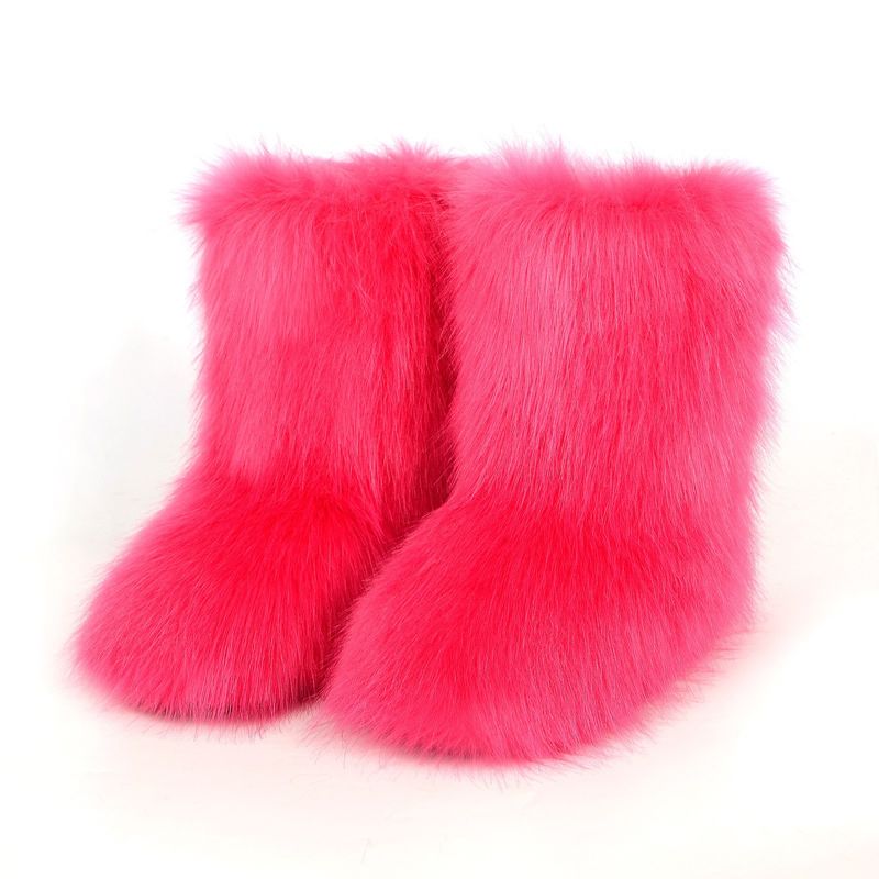 Winter snow boots Women's outer wear warm non-slip cross-border long fur mid-calf raccoon fur y2g fur boots_voghion.com