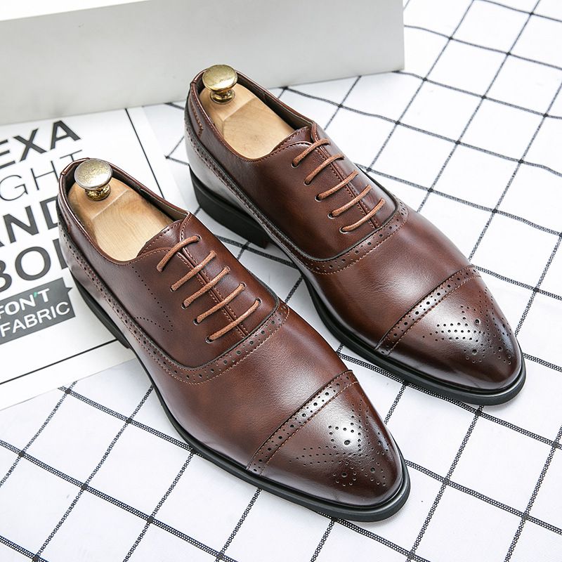 Spitzschuh Britischer Stil Neue Frisur Loafers Büro Casual Leder Herren Hochzeitsschuhe_voghion.com