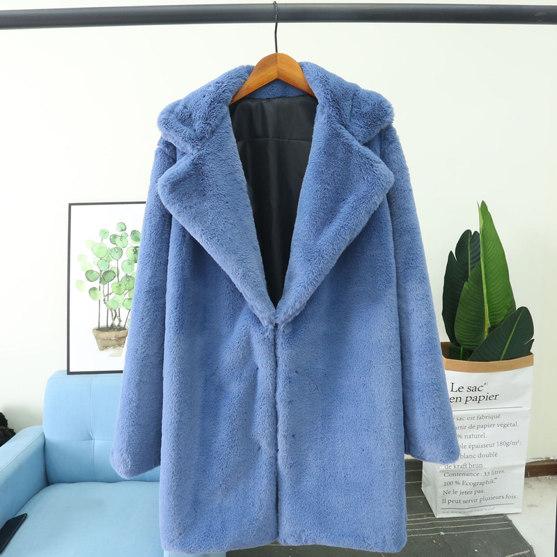 Damenbekleidung, Nachahmung aus Kaninchenfell, Anzug, Nachahmung, Pelzmantel, Kleidung, lockeres, flauschiges, weiches Kaninchenfell_voghion.com