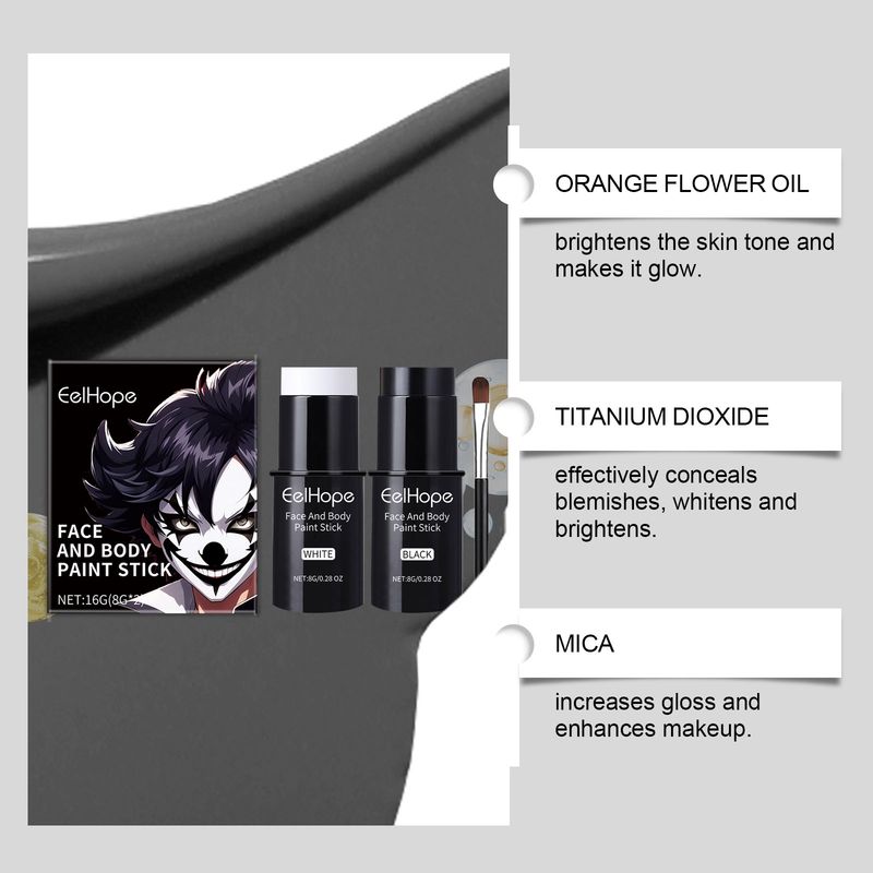 Eelhope 4pcs/set Halloween Face Painting Stick Set, Covered With Painted Foundation Makeup Clown Colorful Stick_voghion.com