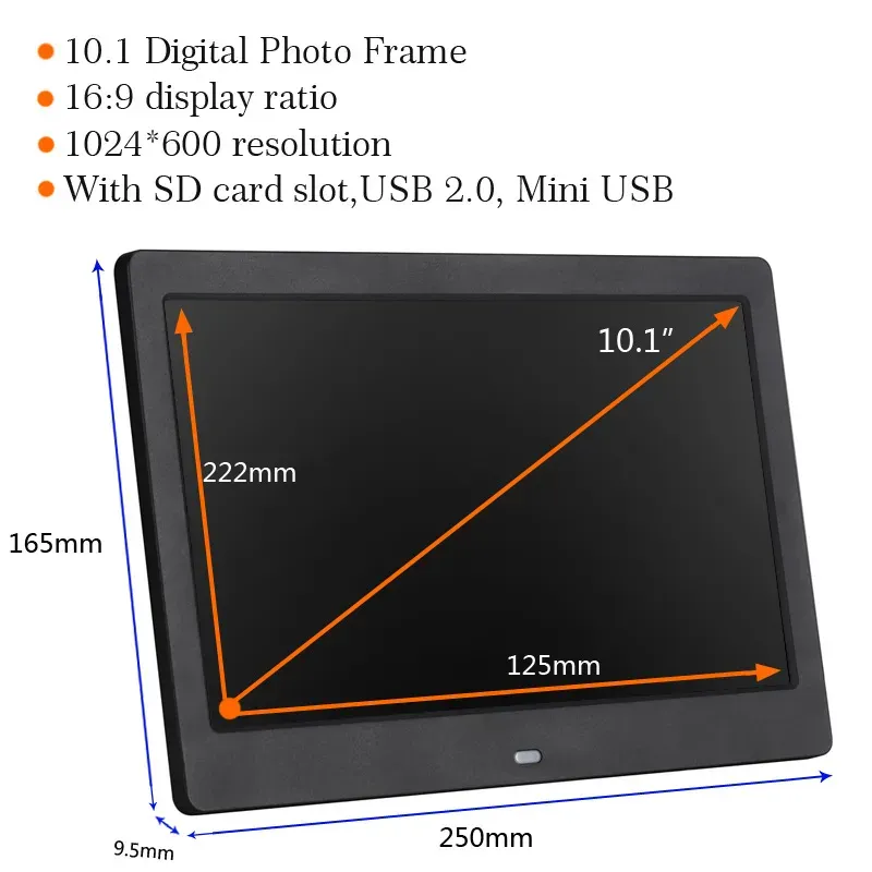 10-Inch LED HD Digital Photo Frame – 1024×600 Resolution With Music, Video & Full Functionality – Perfect Christmas Gift_voghion.com