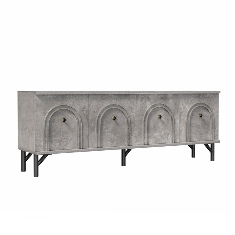 Modernes 4-türiges TV-Board In Grau, 160 Cm, Con Soft-Close-Scharnieren, Für Wohnzimmer_voghion.com