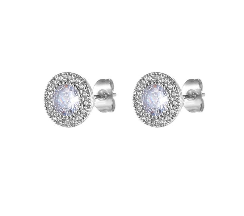 hot selling men's earrings with flashing moissanite earrings that do not fade, round super shiny zircon full diamond high end earrings_voghion.com