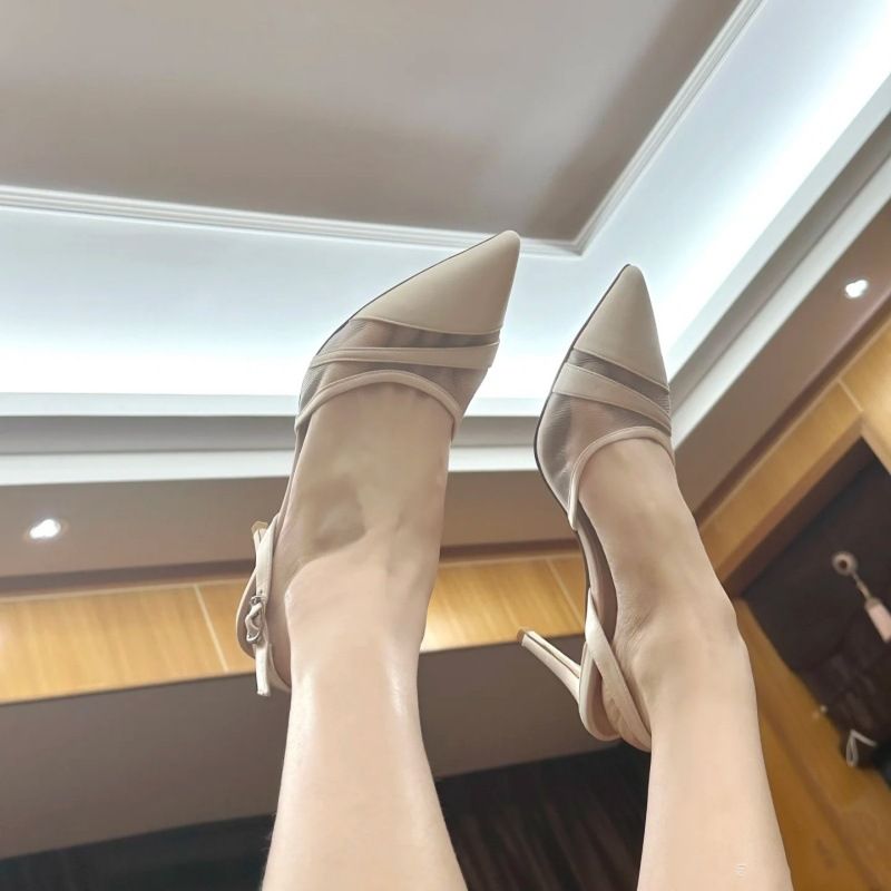 Neue elegante Sandalen mit spitzer Zehenpartie und hohem Absatz für den Frühling, französischer feiner Absatz, bequeme Sandalen mit geschlossener Zehenpartie, modisch, raffiniert, vielseitig, leicht_voghion.com