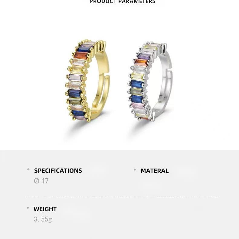 Hot Selling Popular New Seven-color Ring With Opening Adjustable, Rectangular Color, Zirconia, Copper, Diamond Knot shaped DIY Jewelry_voghion.com